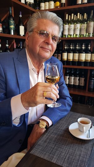 Barry Klazura sipping grappa